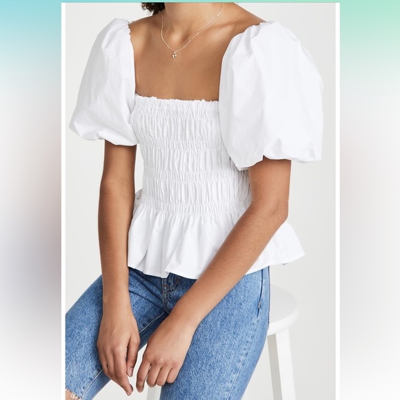 ASTR the Label Bubble Puffy Sleeve Smocked white top size L - Picture 2 of 7